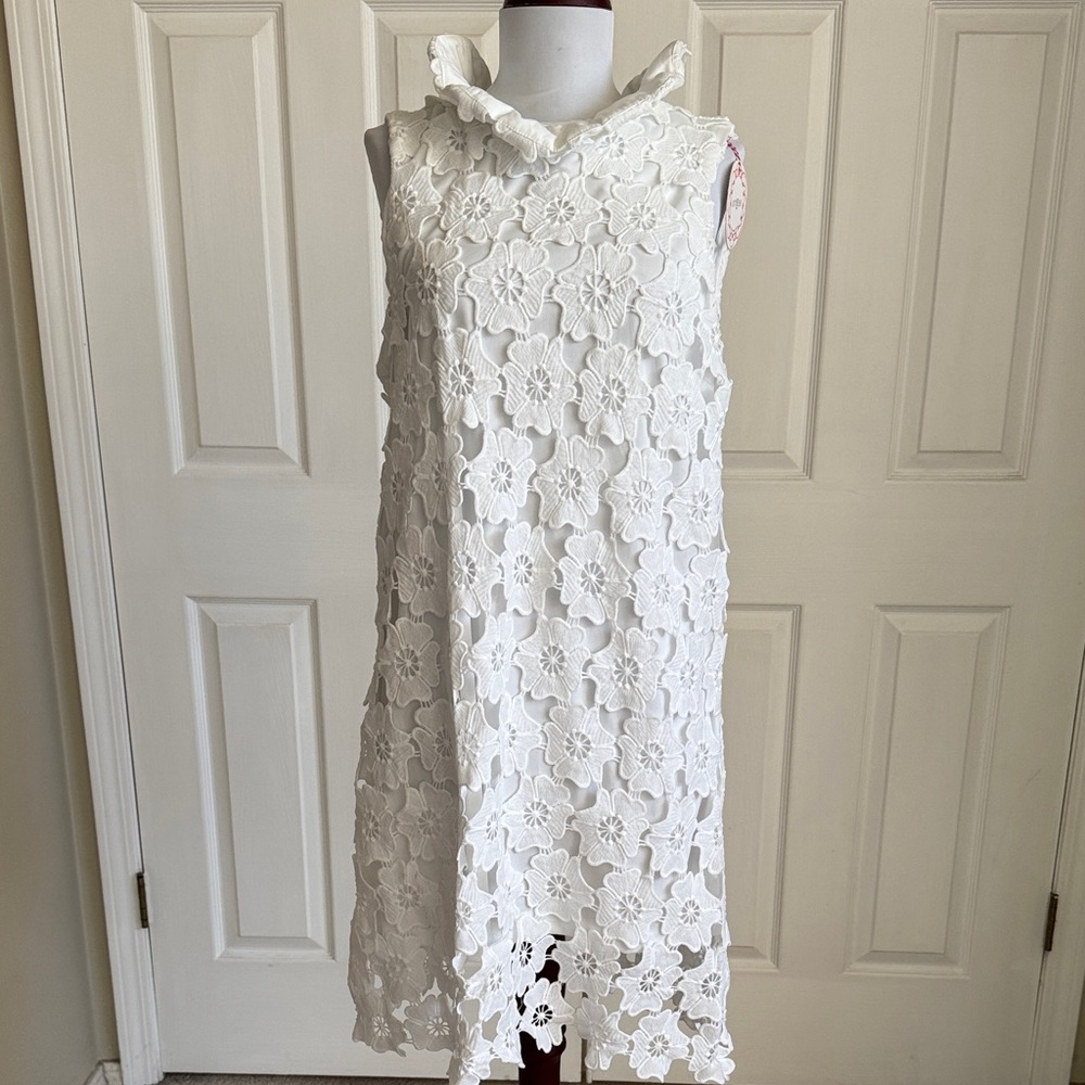 New! Umgee White Floral Lace Mini Dress